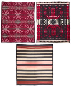 Three Southwest-style contemporary blankets including Pendleton