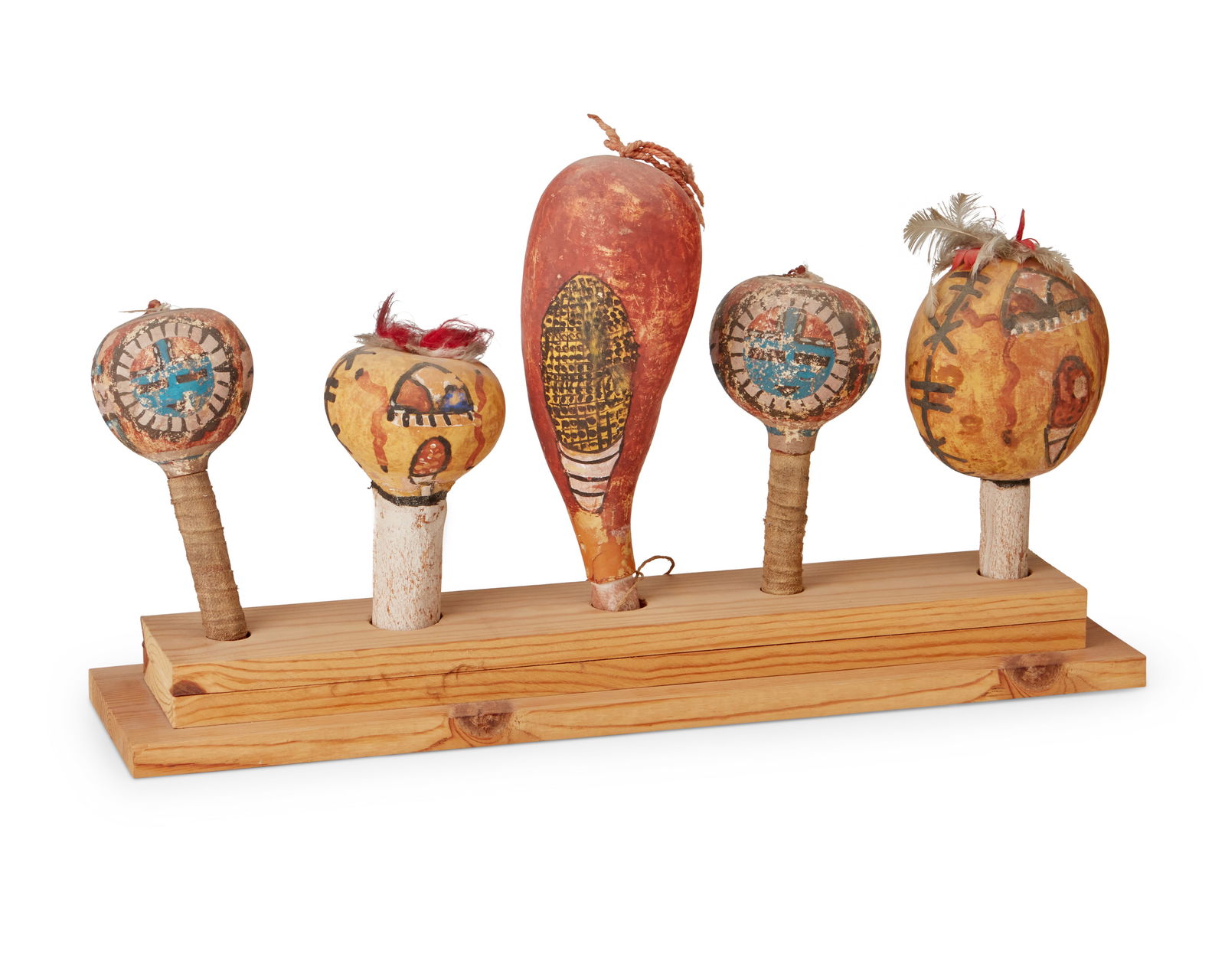 A group of Hopi gourd dance rattles (1 of 2)