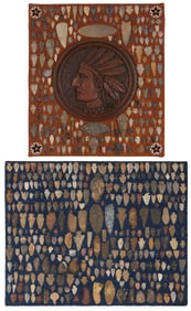 A pair of mounted stone points and fragments