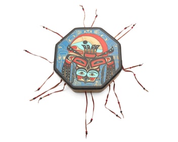 Mike Krise (20th century, Squaxin), A Northwest Coast polychrome hide drum, late 20th century