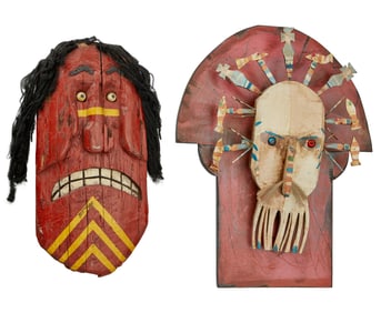 Two contemporary Inuit-style masks