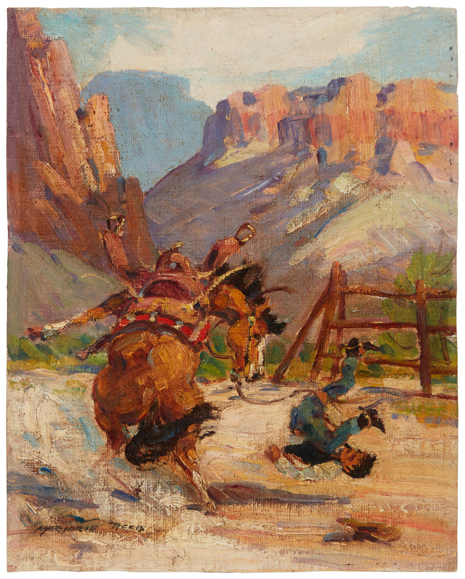 Marjorie Reed (1915-1996), Cowboy bucked off a bronco (1 of 6)