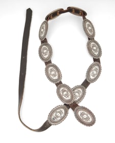 A Southwest sterling silver concho belt