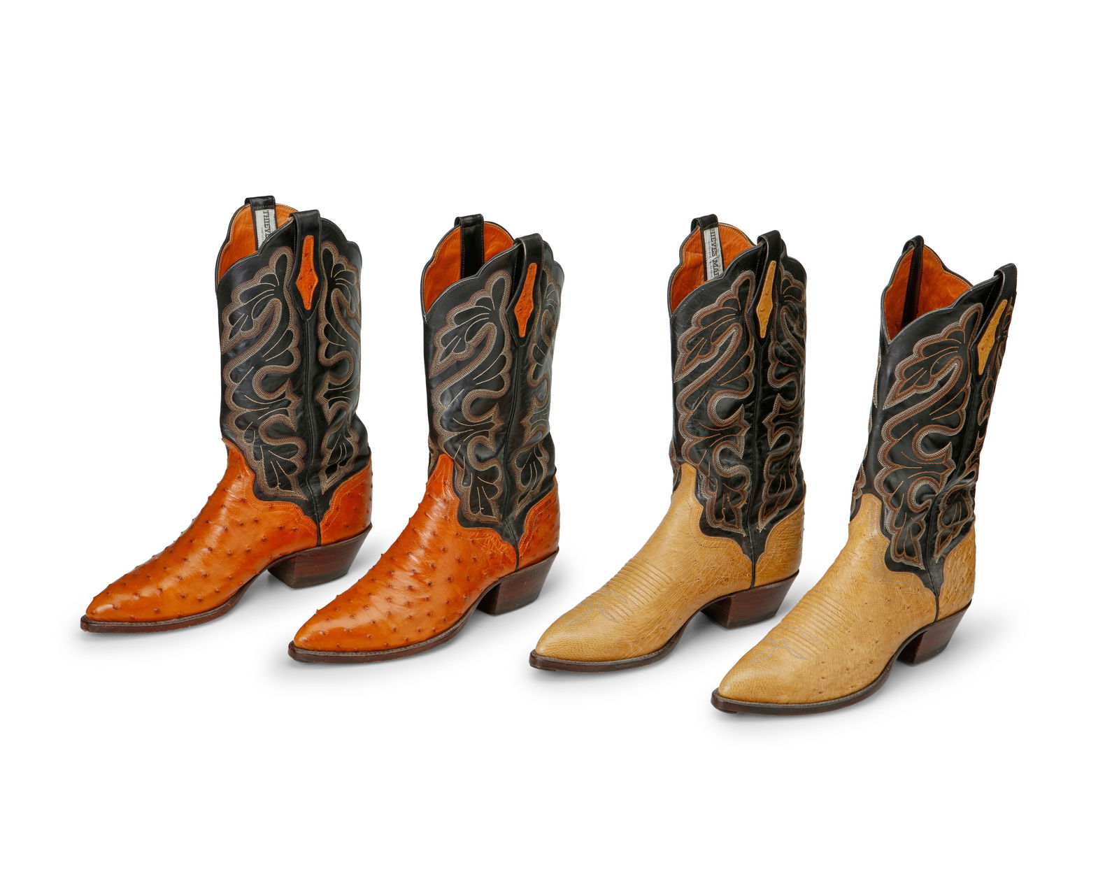 Two pairs of vintage El Dorado Western cowboy boots: Two pairs of vintage El Dorado Western cowboy bootsLate 20th centuryEach marked for maker and size; each with interior label for Thieves' Market, Southern CaliforniaEach handmade, comprising a pair of