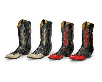 Two pairs of men's vintage Tony Lama two-tone Western boots