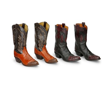 Two pairs of men's vintage two-tone Western boots