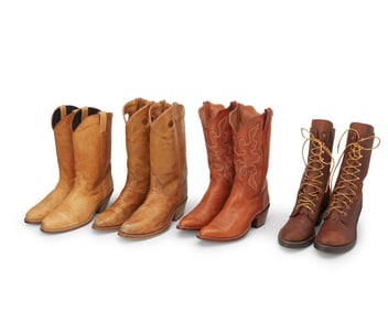 Four pairs of men's vintage Western-style boots