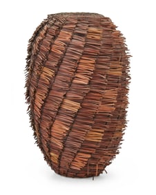 A Contemporary pine needle basketry vase