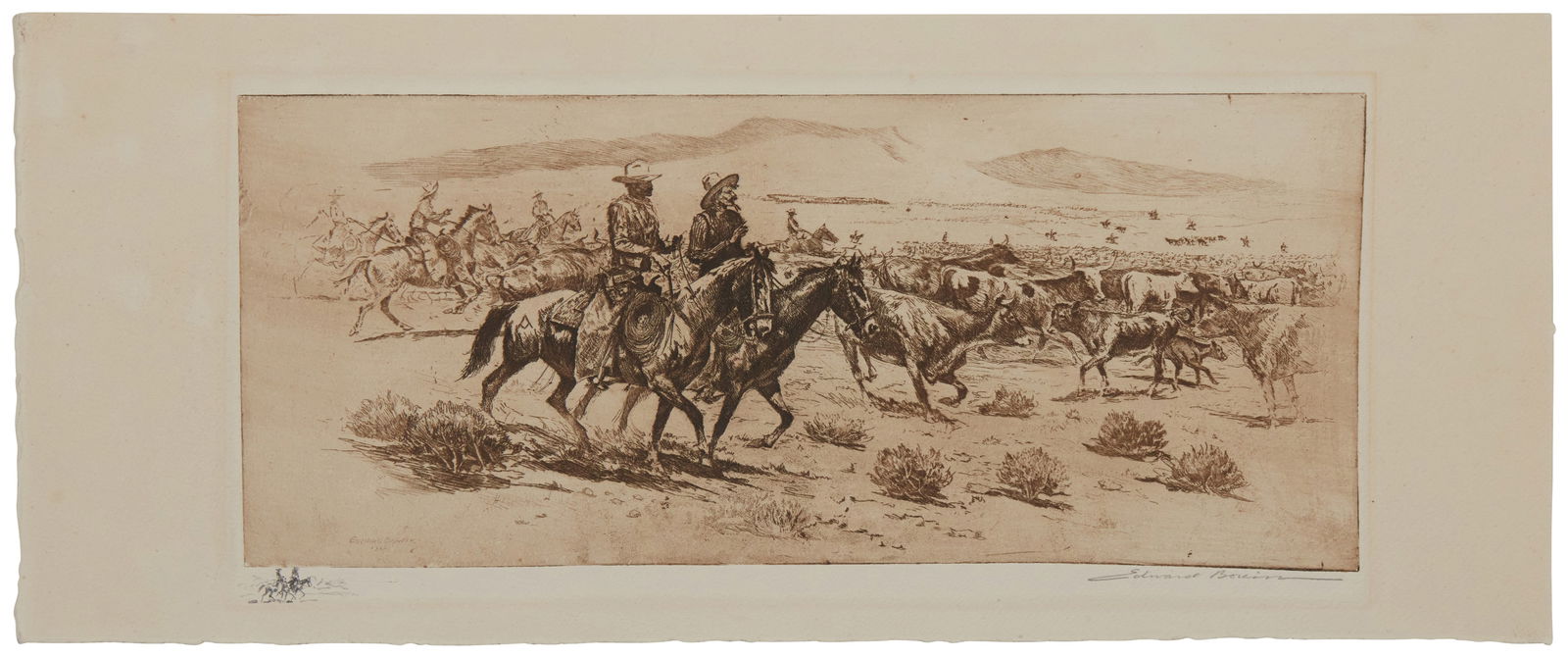 Edward Borein (1872-1945), "Arizona Roundup," 1922 (1 of 7)