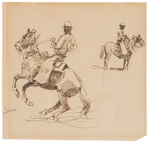Edward Borein (1872-1945), Two riders on horseback