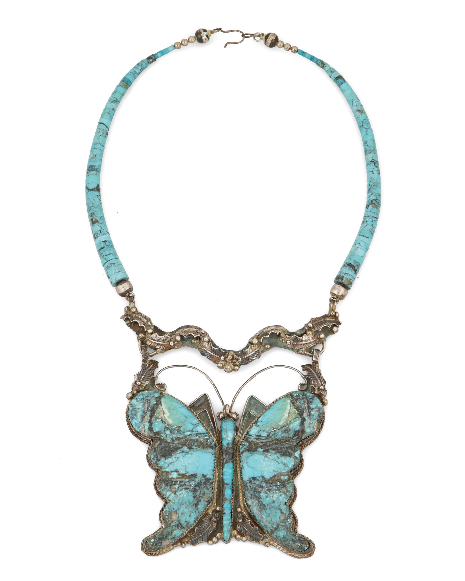 An Annie Eagle Navajo sterling silver and turquoise butterfly necklace (1 of 2)