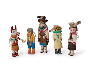 Five Hopi polychrome katsina figures