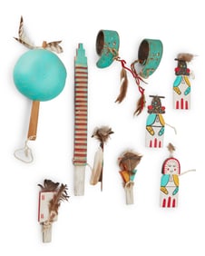 A group of Hopi polychrome dance items