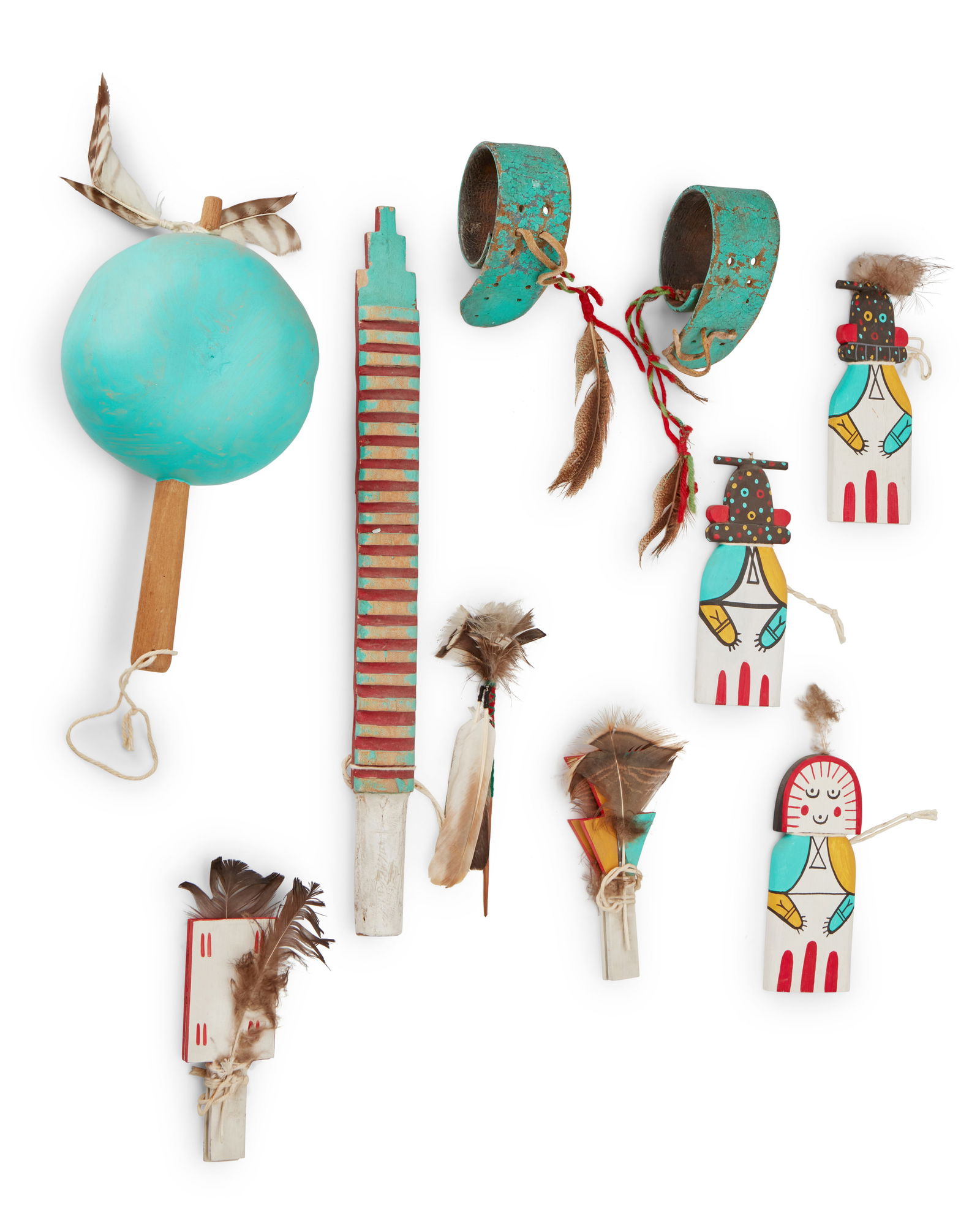 A group of Hopi polychrome dance items (1 of 3)