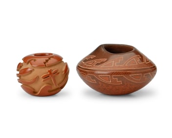 Two Santa Clara Pueblo pottery jars