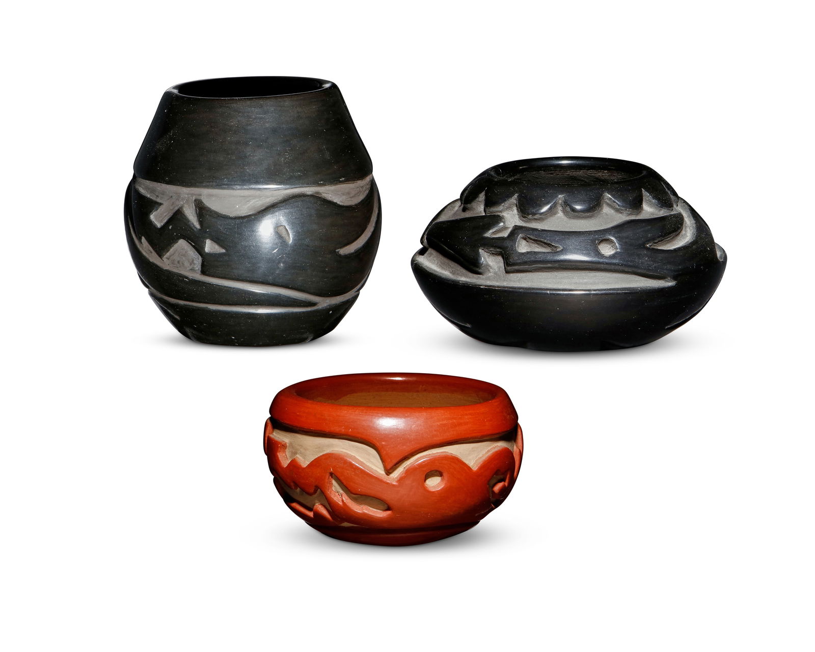Three Santa Clara Pueblo pottery jars (1 of 10)