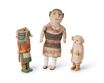 Three Southwest polychrome katsina figures