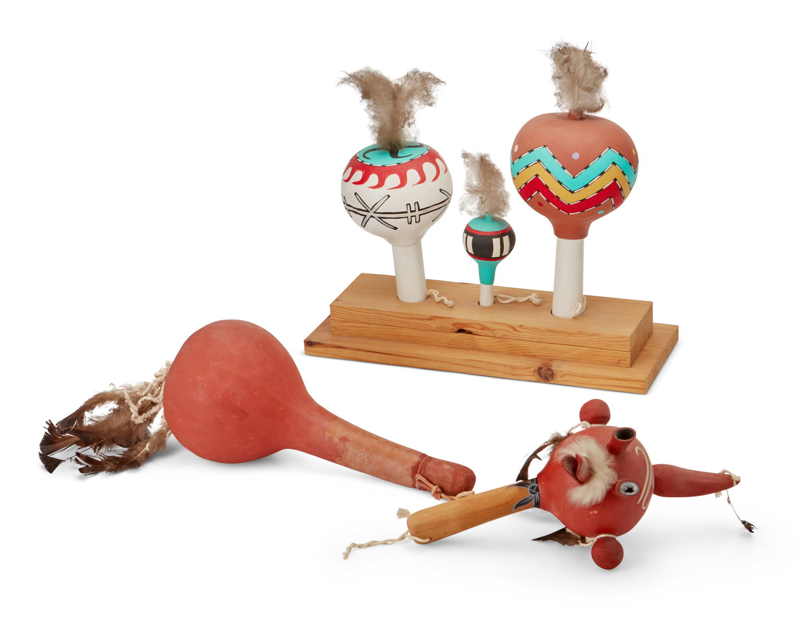 A group of Hopi gourd dance rattles (1 of 2)