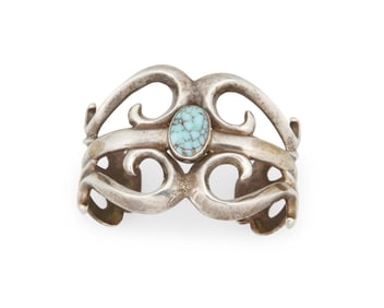 A Southwest silver and turquoise cuff bracelet