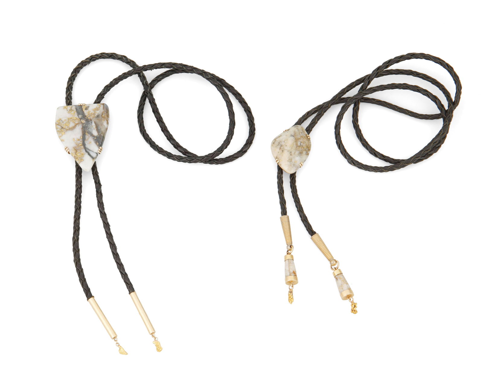Two Southwest-style hardstone and 14K gold bolos (1 of 2)