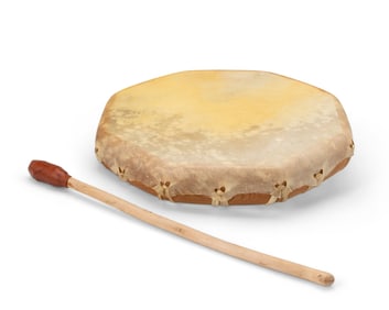 A Native American hand drum and beater