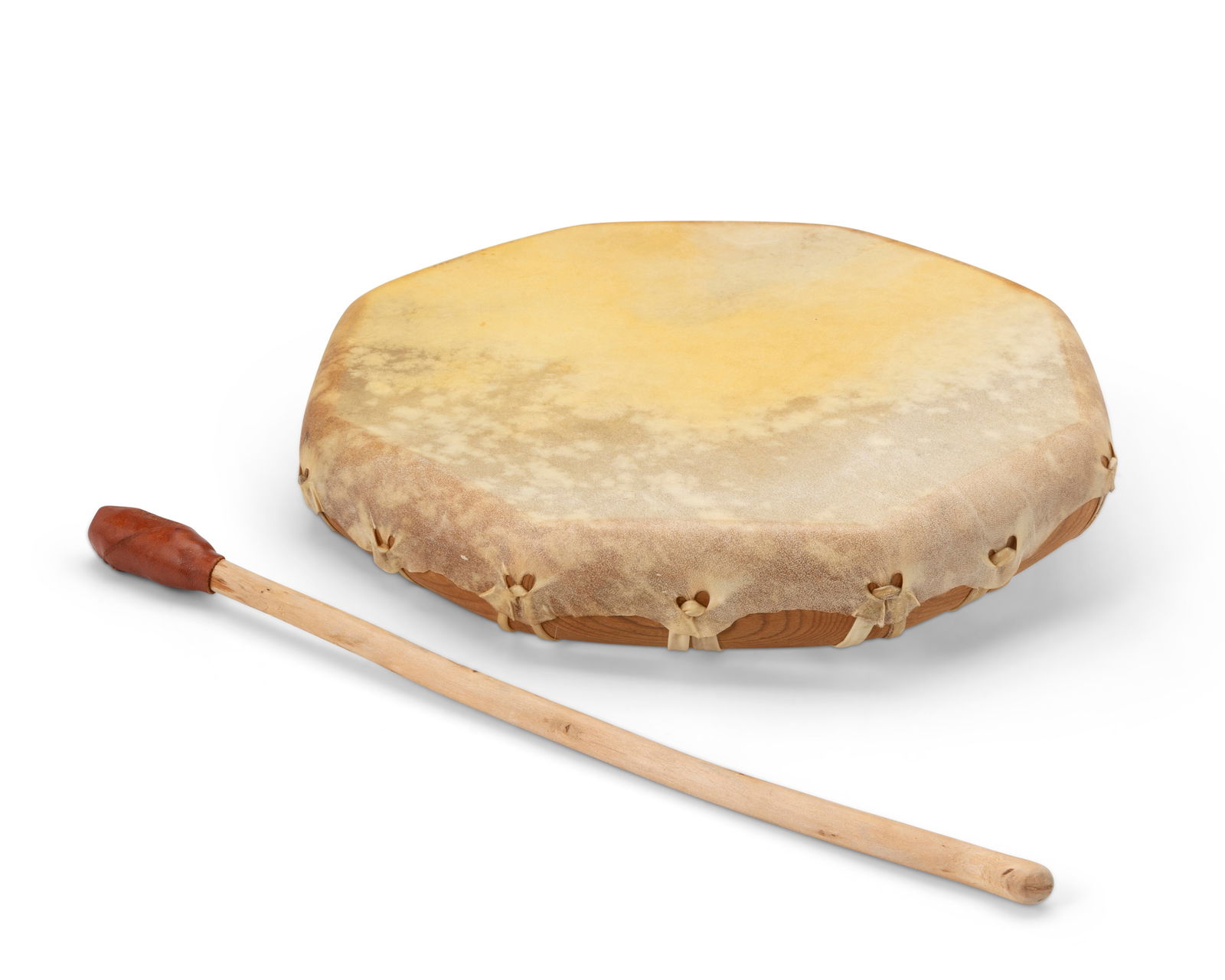 A Native American hand drum and beater (1 of 3)