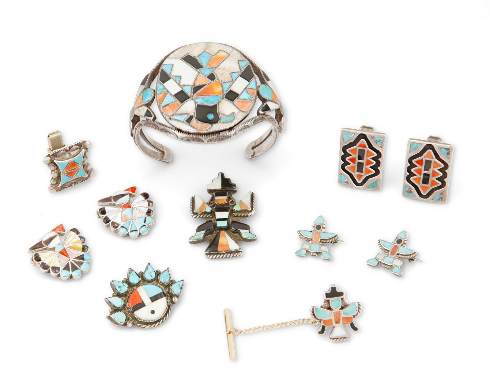 A group of Southwest Zuni silver and inlay jewelry (1 of 2)