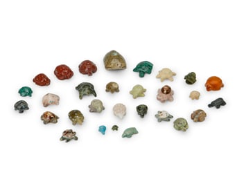 A group of Zuni turtle fetish figures