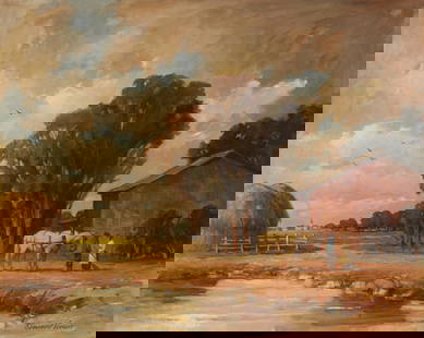Redmond Stephens Wright (1903-1991), Country landscape: Redmond Stephens Wright (1903-1991) Country landscape Oil on canvas Signed lower right: R. Stephens Wright; inscribed "#241," verso 24" H x 30" W