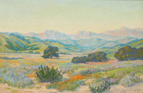 Walter Barron Currier (1879-1934), "Wild Flowers of Ojai," 1931: Walter Barron Currier (1879-1934) "Wild Flowers of Ojai," 1931 Oil on canvas Signed and dated lower right: Walter Barron Currier / 1931; titled in ink on a label affixed to the stretcher