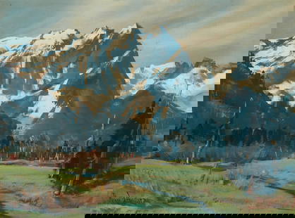 Paul Lauritz (1889-1975), "British Columbia": Paul Lauritz (1889-1975) "British Columbia" Oil on linen laid to panel Signed lower left: Paul Lauritz; signed again, titled, and inscribed in pencil, all verso: "To Dorothy Jensen /