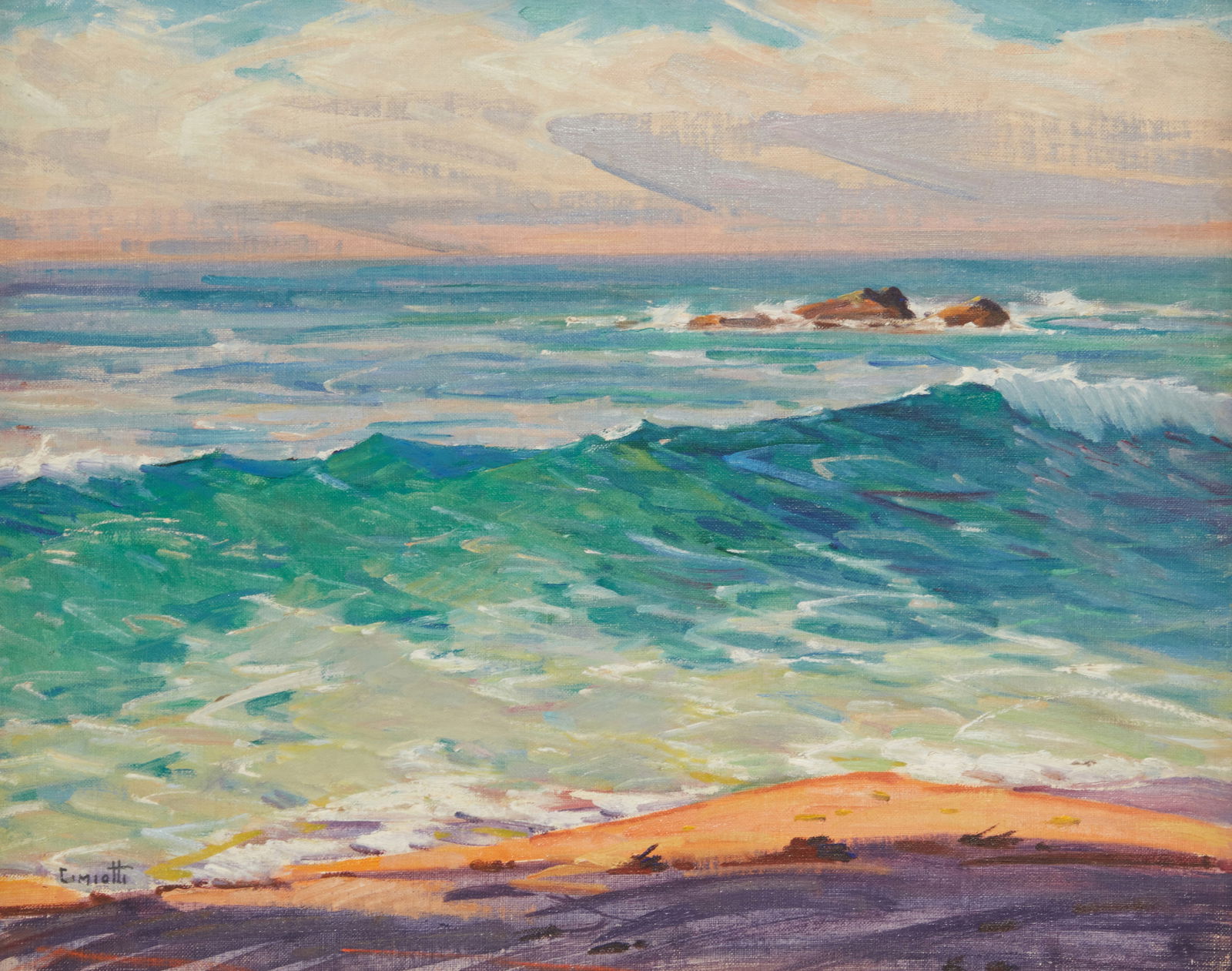 Gustave Cimiotti (1875-1969), Waves at the shore (1 of 5)