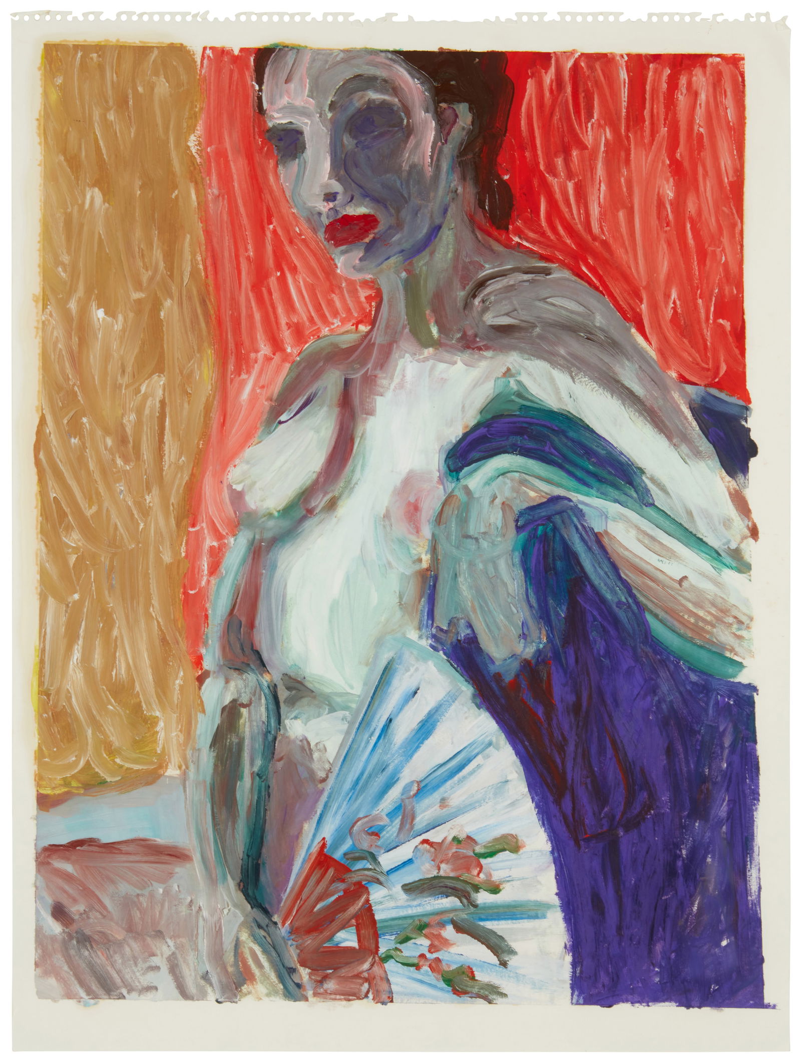 20th Century American School: 20th Century American SchoolFemale nude figureOil on paperAppears unsignedSheet: 23.75" H x 17.75" W