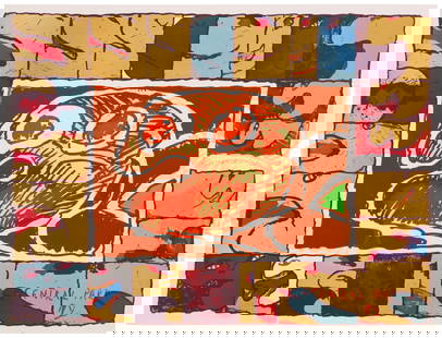 Pierre Alechinsky (b.1927), "Central Park," from "An American Portrait, Volume I: Your Huddled: Pierre Alechinsky(b.1927)"Central Park," from "An American Portrait, Volume I: Your Huddled Masses," 1975Lithograph in colors on wove paperEdition: 91/175 (there were also 50 in Ro