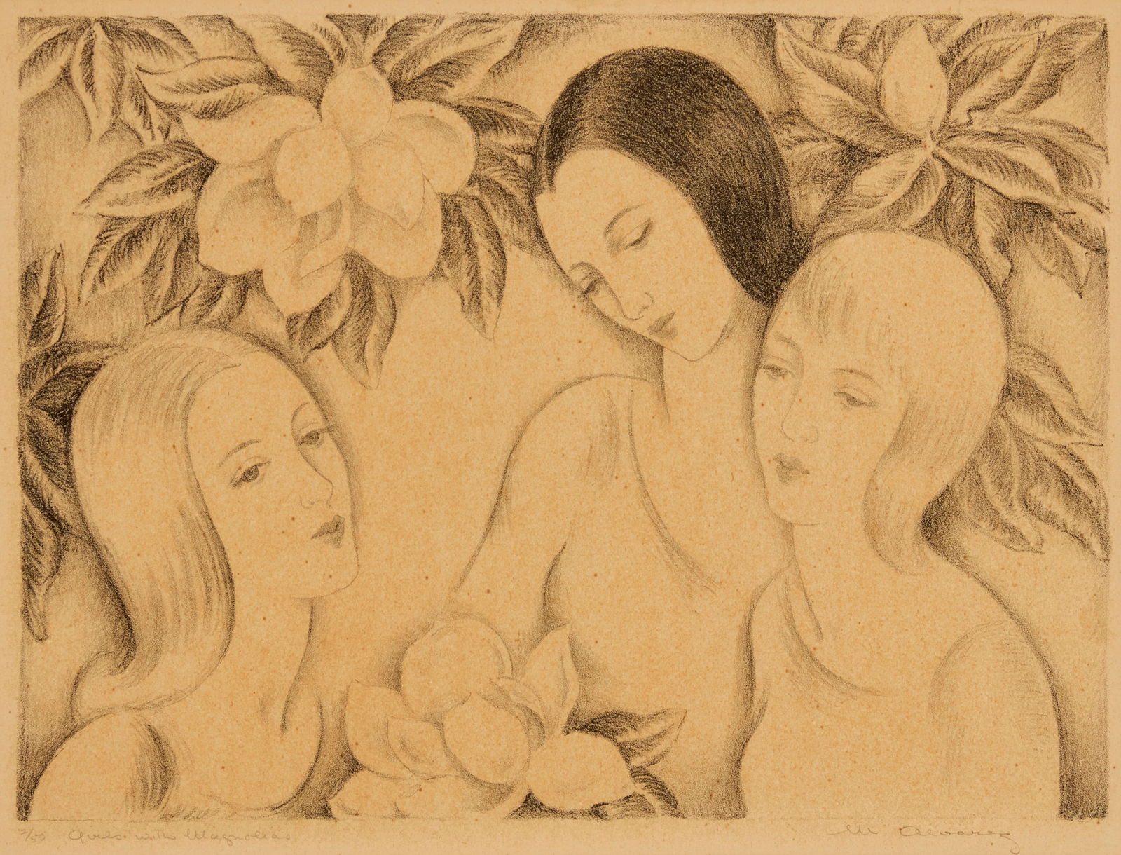 Mabel Alvarez (1891-1985), "Girls with Magnolias" (1 of 6)