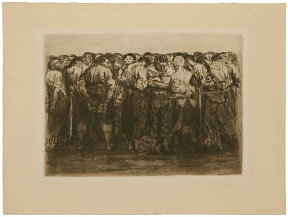 Kathe Kollwitz (1867-1945), "The Prisoners," plate 7 from the "Peasants War" series, 1908, Etching: Kathe Kollwitz(1867-1945)"The Prisoners," plate 7 from the "Peasants War" series, 1908Etching and drypoint on wove paperFrom the edition of unknown size; printed later, circa 1931U