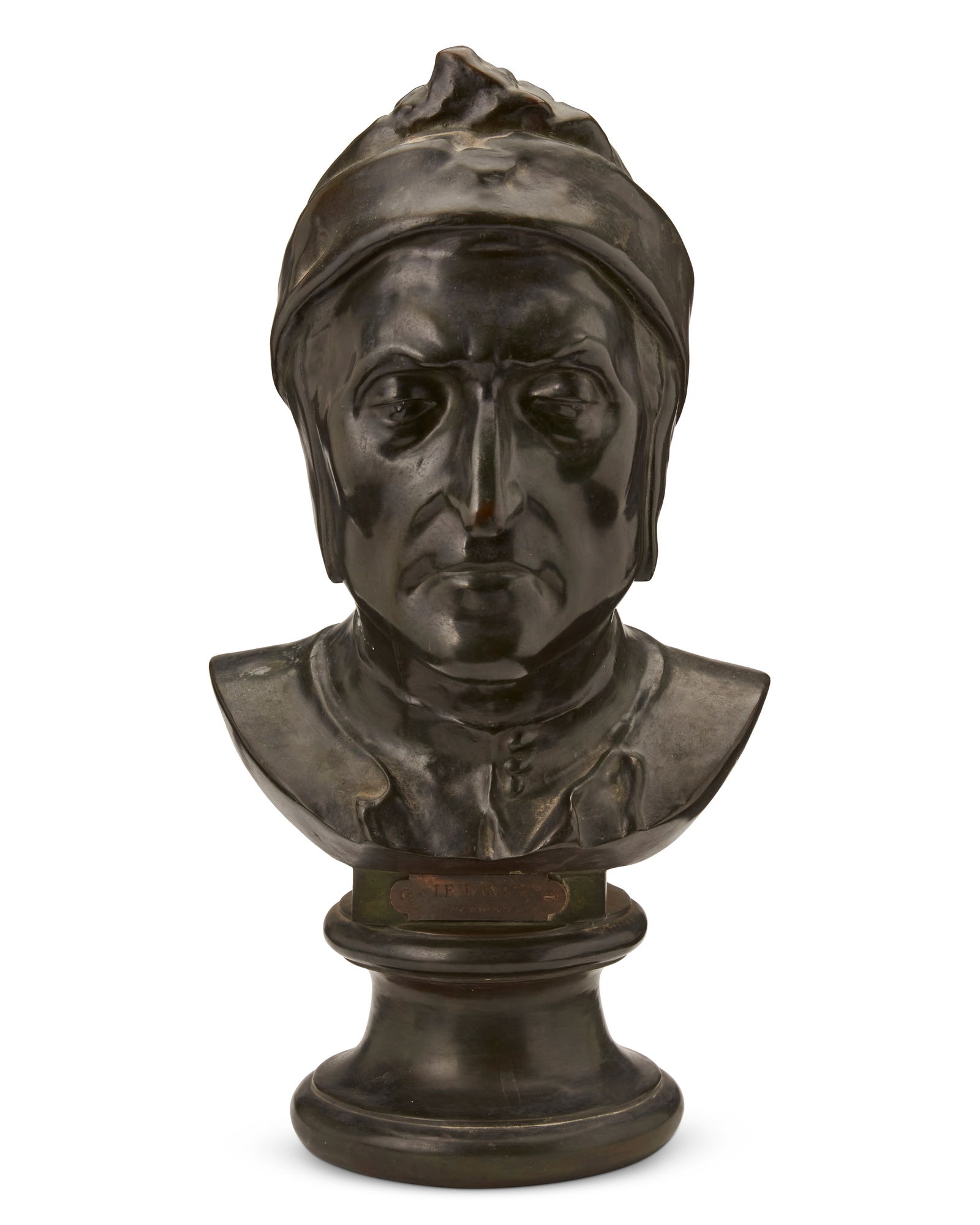 After Benvenuto Celini (1500-1571), A patinated bronze bust of Dante, 20th century (1 of 7)