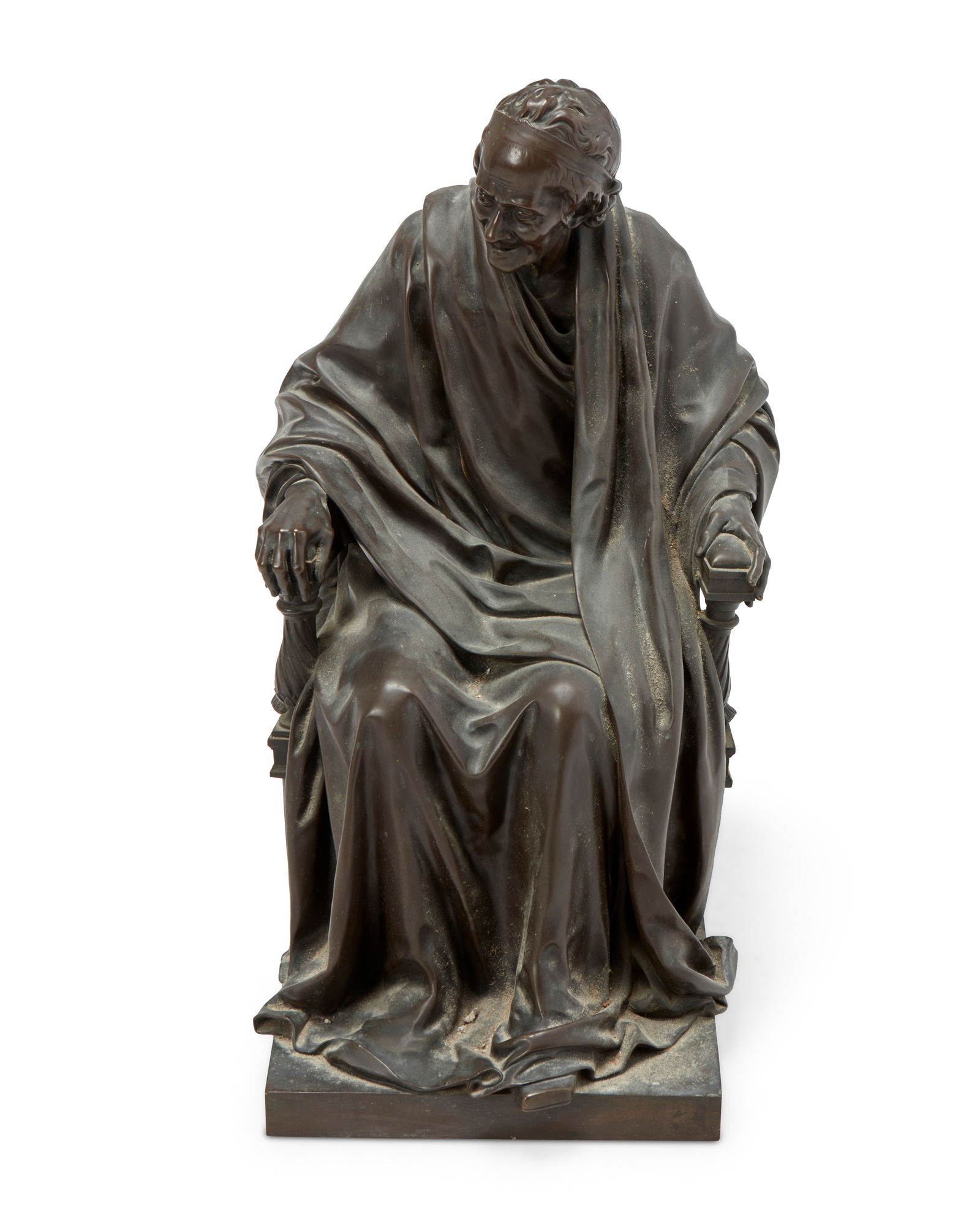 After Jean-Antoine Houdon (1741-1828), A French patinated bronze figure of Voltaire, 20th century (1 of 8)