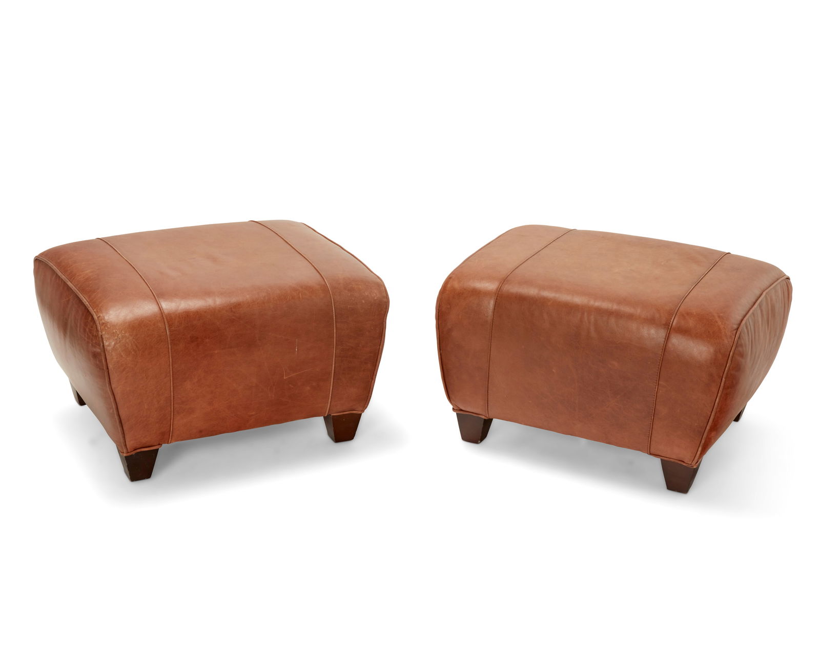 A pair of Mitchell Gold leather ottomans (1 of 4)