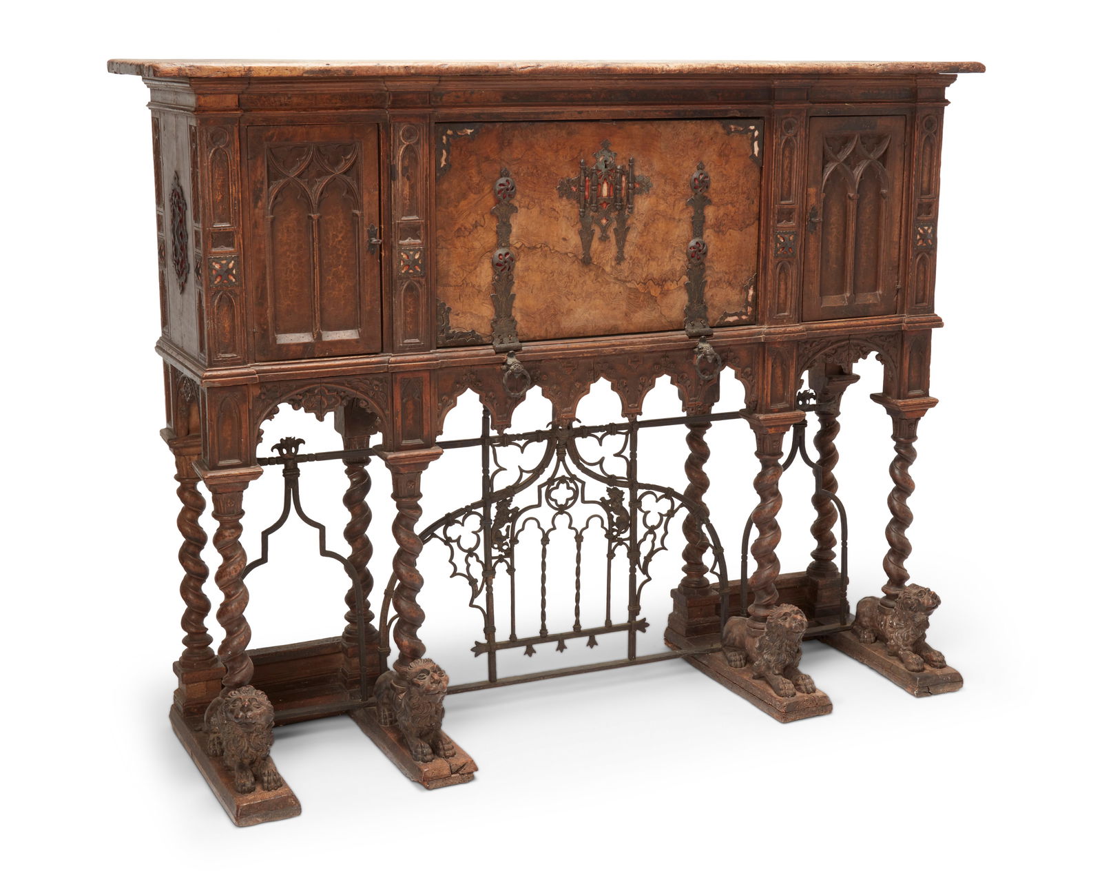 A Renaissance style walnut side cabinet (1 of 7)