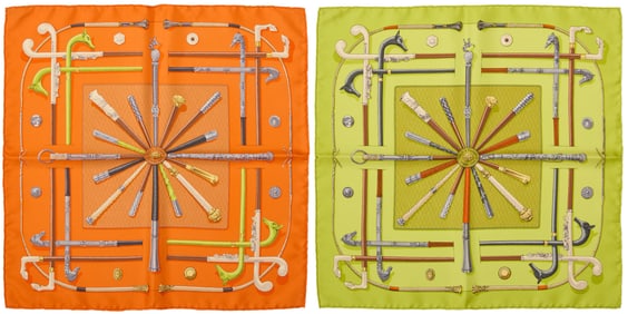 Hermes: Two Silk Gavroche Neck Scarves 45
