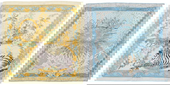 Hermes & Ferragamo: Two Silk Gavroche Neck Scarves