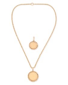 A Gold Coin Pendant and Pendant Necklace