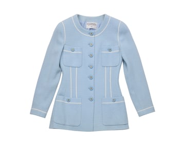 CHANEL: A Vintage Boutique Blue and White Tweed Jacket