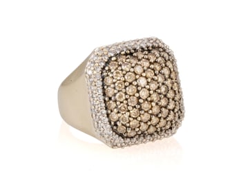 A 14K Bi-Color Gold, Colored Diamond and Diamond Ring