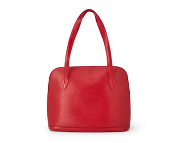 Louis Vuitton: A Large Lussac Red Epi Leather Tote Bag