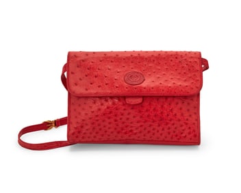 Gucci: A Vintage Red Ostrich Leather Shoulder Bag