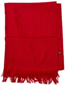 Louis Vuitton: A Red Monogram Silk and Wool Scarf