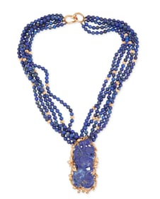 A 14K Gold and Lapis Lazuli Necklace