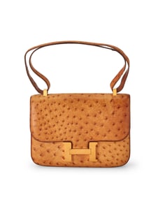 Hermes: A Vintage Gold Ostrich Leather Constance 24 Bag